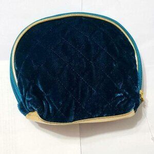 Blue Quilted Velvet Pouch